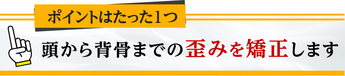 ポイントはたった1つ頭から背骨までの歪みを矯正します